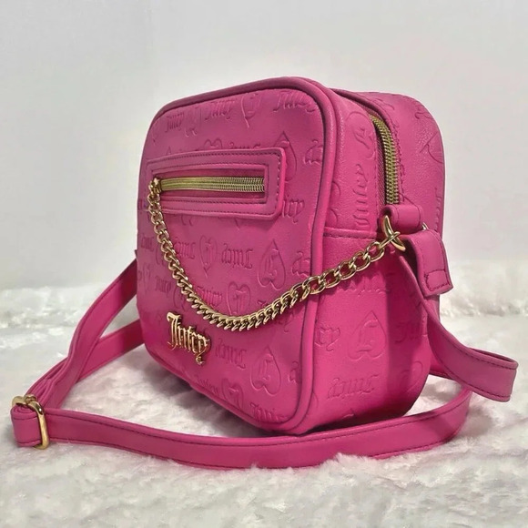 Juicy Couture Bestseller Chain Up Camera Crossbody Pink Purse Emboss Bag NWT - Picture 7 of 10